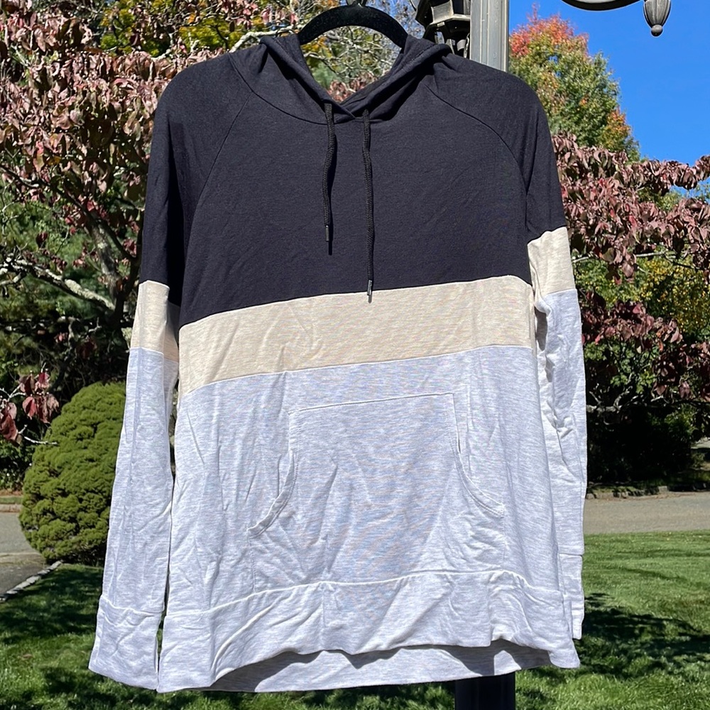 Market & Spruce Colorblocked French Terry Hoodie, Size L - Picture 2 of 7